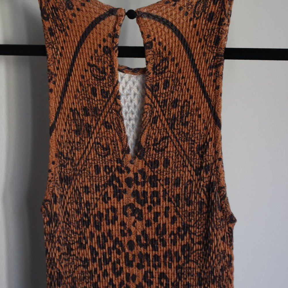 FARM Rio for Anthropologie Brown/Black Midi Dress - Picture 6 of 8